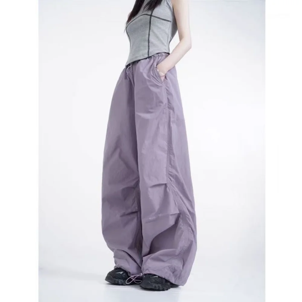 Matching Chic Y2K Women's Cargo Pant Loose Quick Dry Joggers Casual Lady's Sportswear Elastic Low Waist Wide Leg Pants Trousers