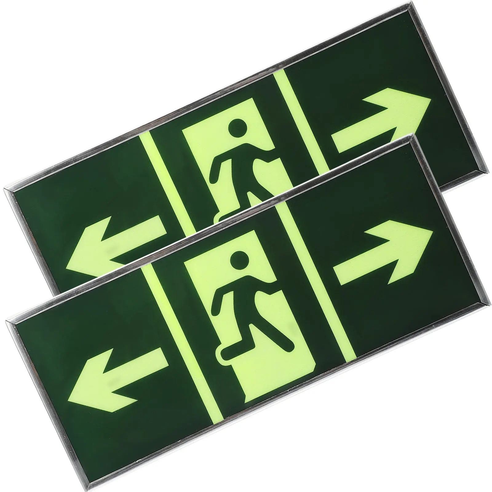 

2Pcs Acrylic Emergency Exit Sign Night Glow Wall Sticker Luminous Safety Indicator Decal Fire Evacuation Exit Direction Guide