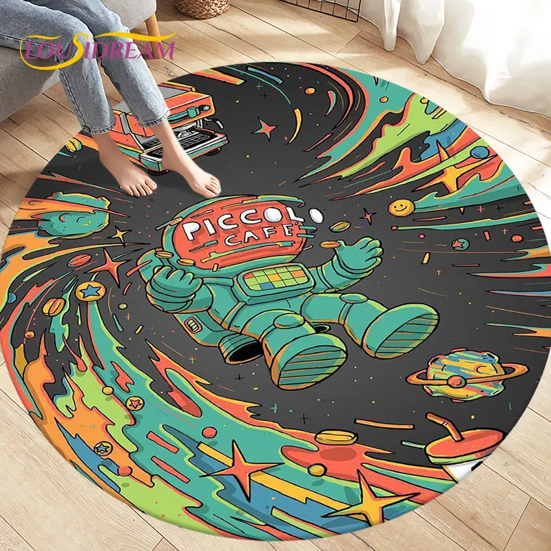 

Cartoon Space Astronaut Round Rug Carpet Rug for Living Room Bedroom Sofa Decoration Kids Play Crawl Soft Floor Mat Crawling Mat