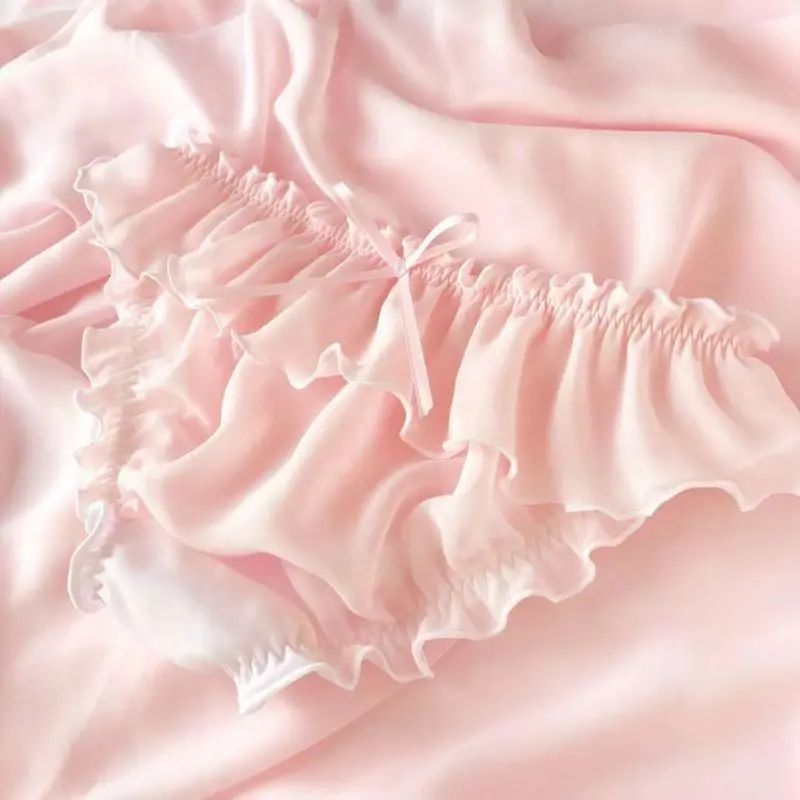 Lolita Sexy Low Rise Underwear Fashion Ruffled Breathable Soft Solid Color Briefs Bow Tie Private Party Panties Costumes