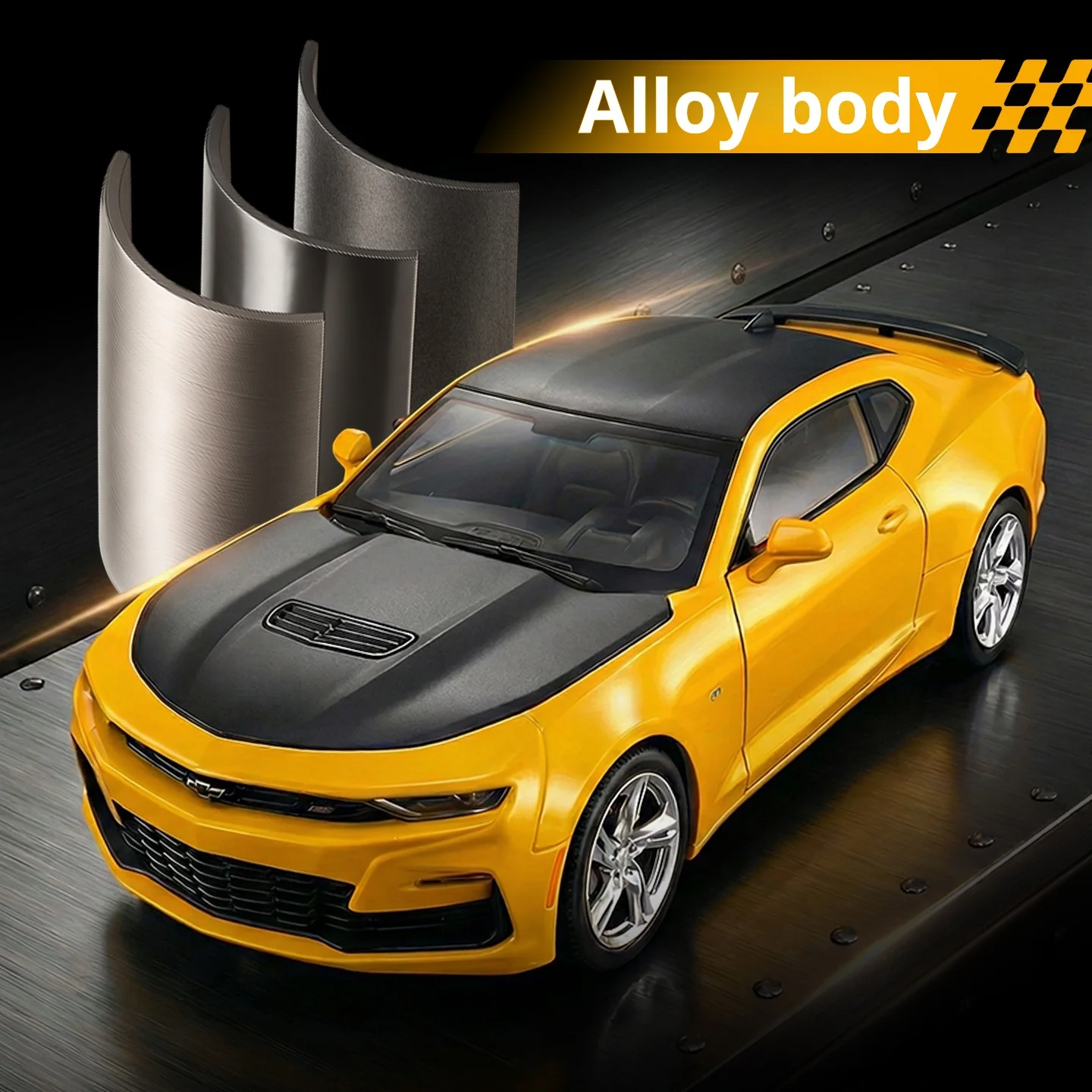 Simulated 1:18 Scale  Chevrolet Camaro Bumblebee Diecast Alloy Car Model Sound Light With Key Children Birthday Gift Toy Collec
