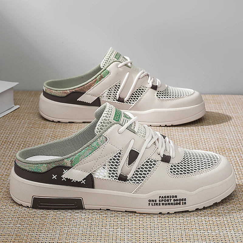 Mules Mens Slide Sandals Summer Slippers Plus Size 47 Flat Sneakers Open Back Casual Shoes for Man Half Slipper Zapatos Hombre