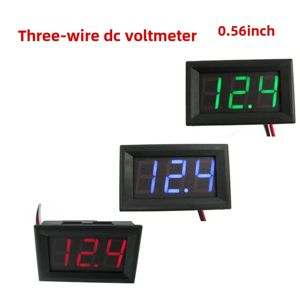 Voltage Gauge 3-Wire DC - 0.56-Inch LED Display, DC 0V-30.0V Range Features Reverse Connection Protection Easy-Install