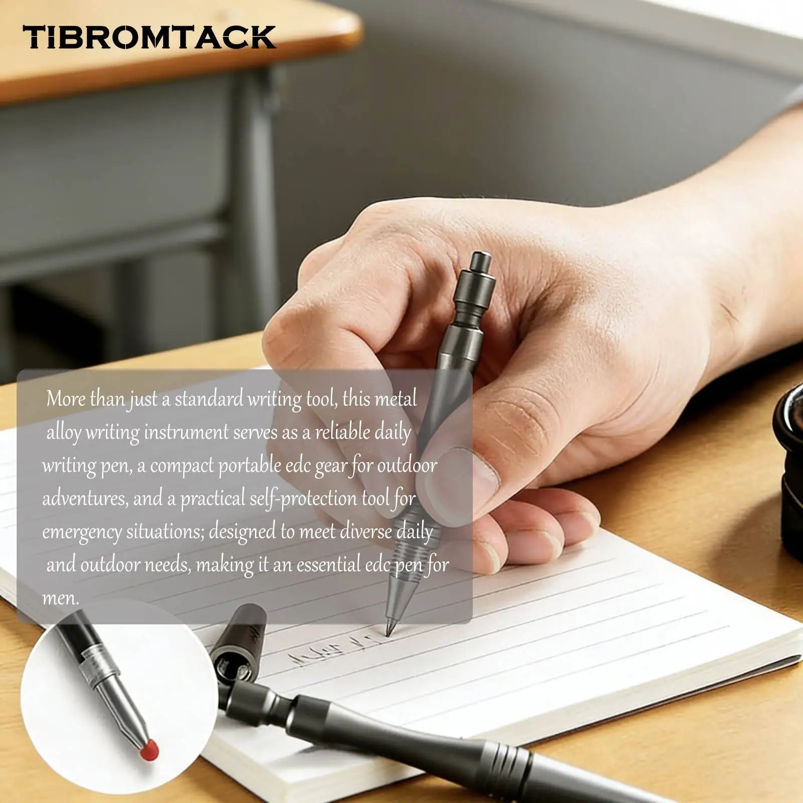 TIBROMTACK Titanium Tactical Pen,Lightweight Metal Alloy Writing Instrument for Outdoor Carry & Self Protection - view 4