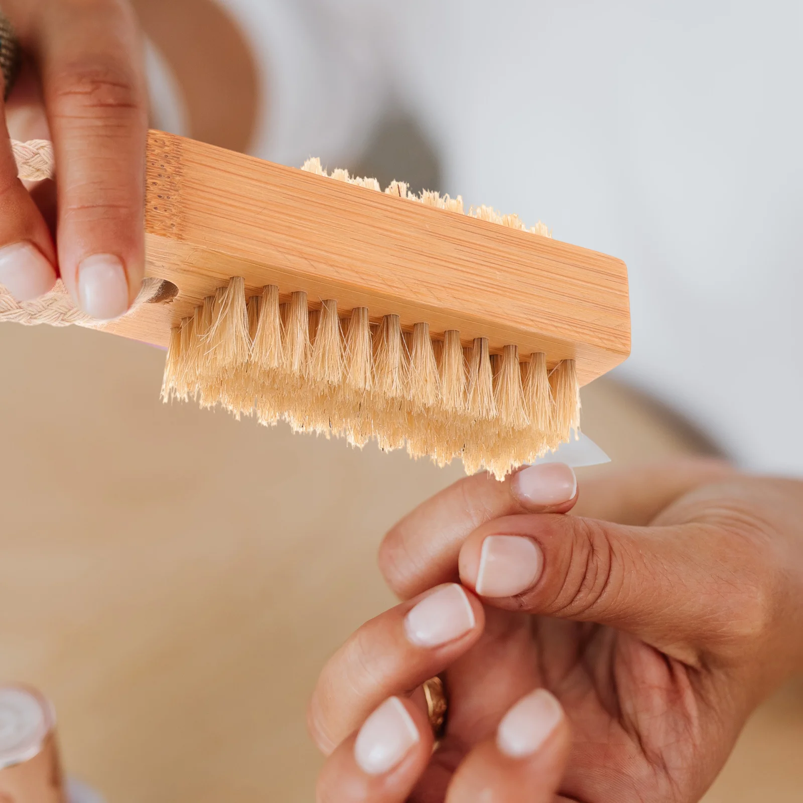 

2pcs Nail Cleaning Brush Soft Bristles Scrub Tools for Fingernail Portable Bamboo Design Household Manicure Accessories