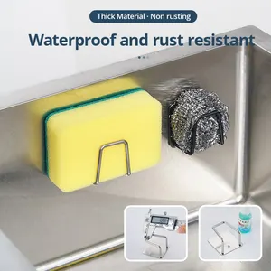 Dapur 304 Rak Wastafel Baja Tahan Karat Tempat Penyimpanan Spons Rak Pengeringan Saluran Perekat Kait Dinding Aksesori Organizer Penyimpanan 12 rak perekat penjualan terbaik - №