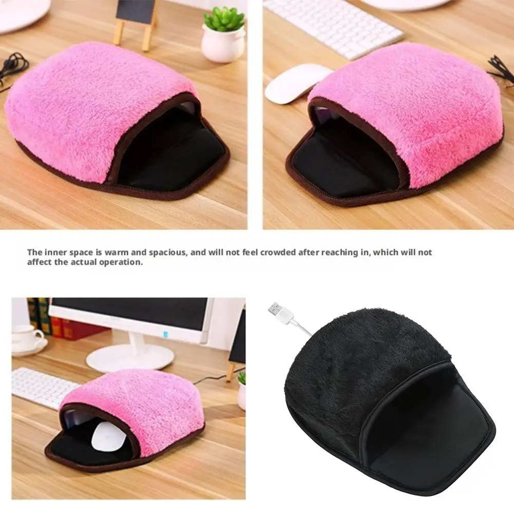 Winter Usb Heated Hand Warmer Mouse Cover Heat-insulating Mouse Pad Typing Hand Warmer Christmas Gift For Home Work Office Desk