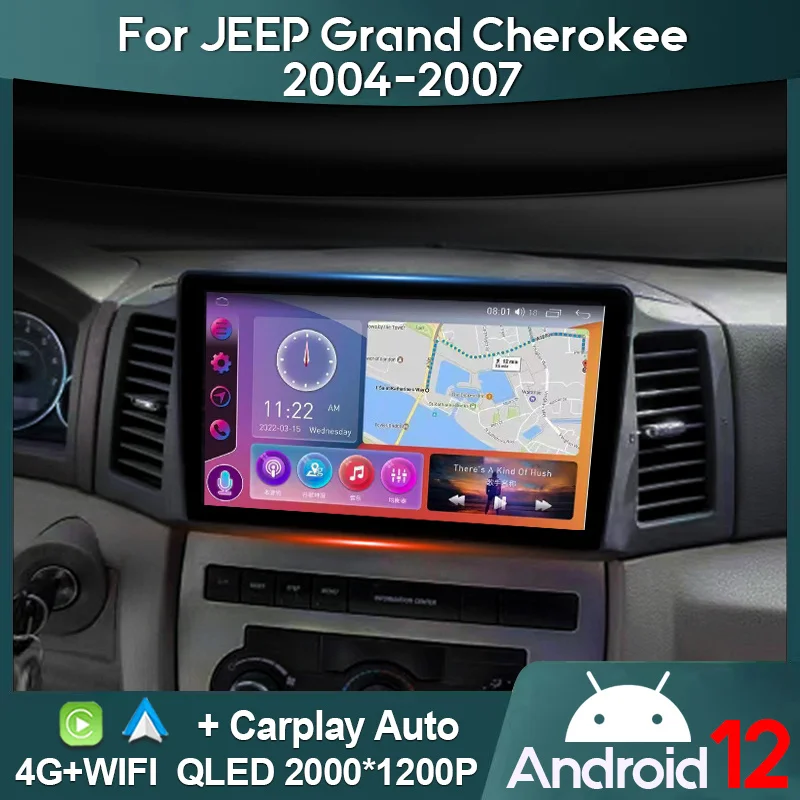 

MAMSM Car Radio For Jeep Grand Cherokee 2004- 2007 Android 12 Multimedia Video Player GPS 4G Carplay Autoradio 2K QLED Head Unit