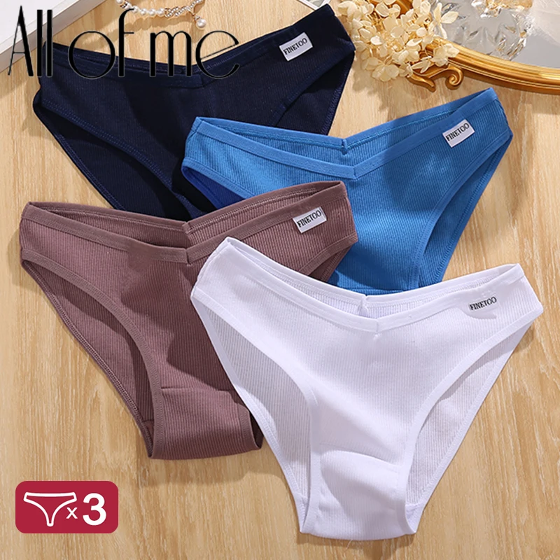 3PCS/Set M-4XL Women Panties Cotton Underwear For Female V-Waist Underpants Sexy Lingerie Pantys Solid Color Briefs Intimates