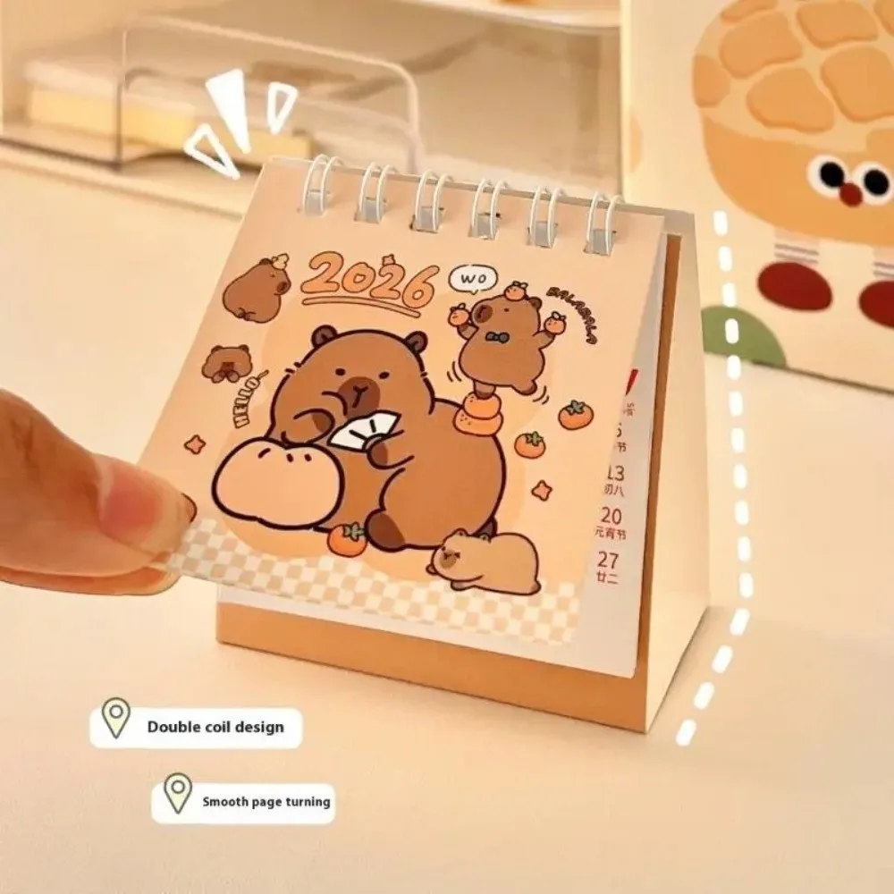 New Mini Desk Calendar Cartoon Capibara Planner Format Desktop Calendar Daily Planner Desktop Decoration