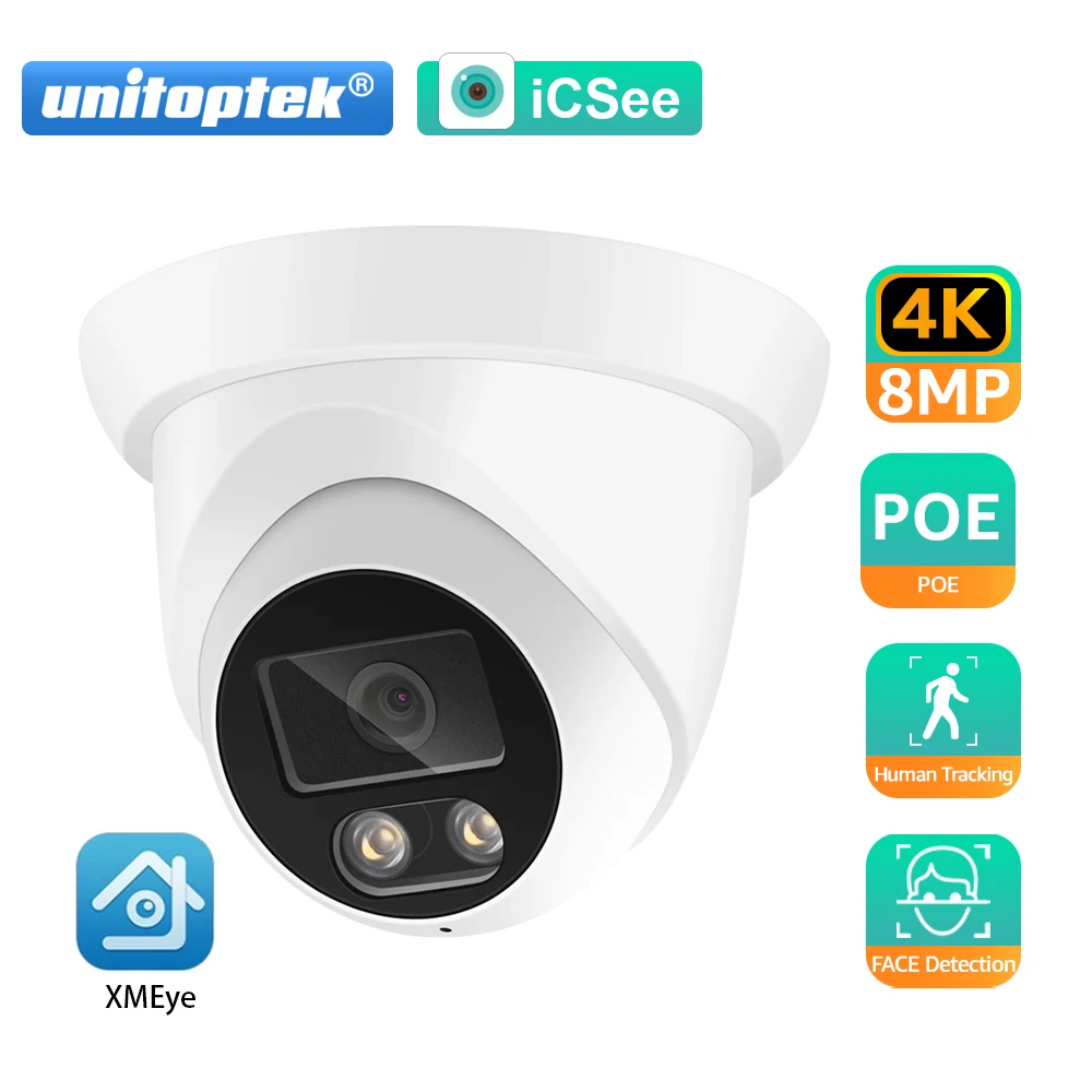 

HD 4K 8MP Security IP Camera 5MP POE Outdoor Dome 2.8MM Face Detection Audio Color Night vision H.265 Onvif Surveillance Camera