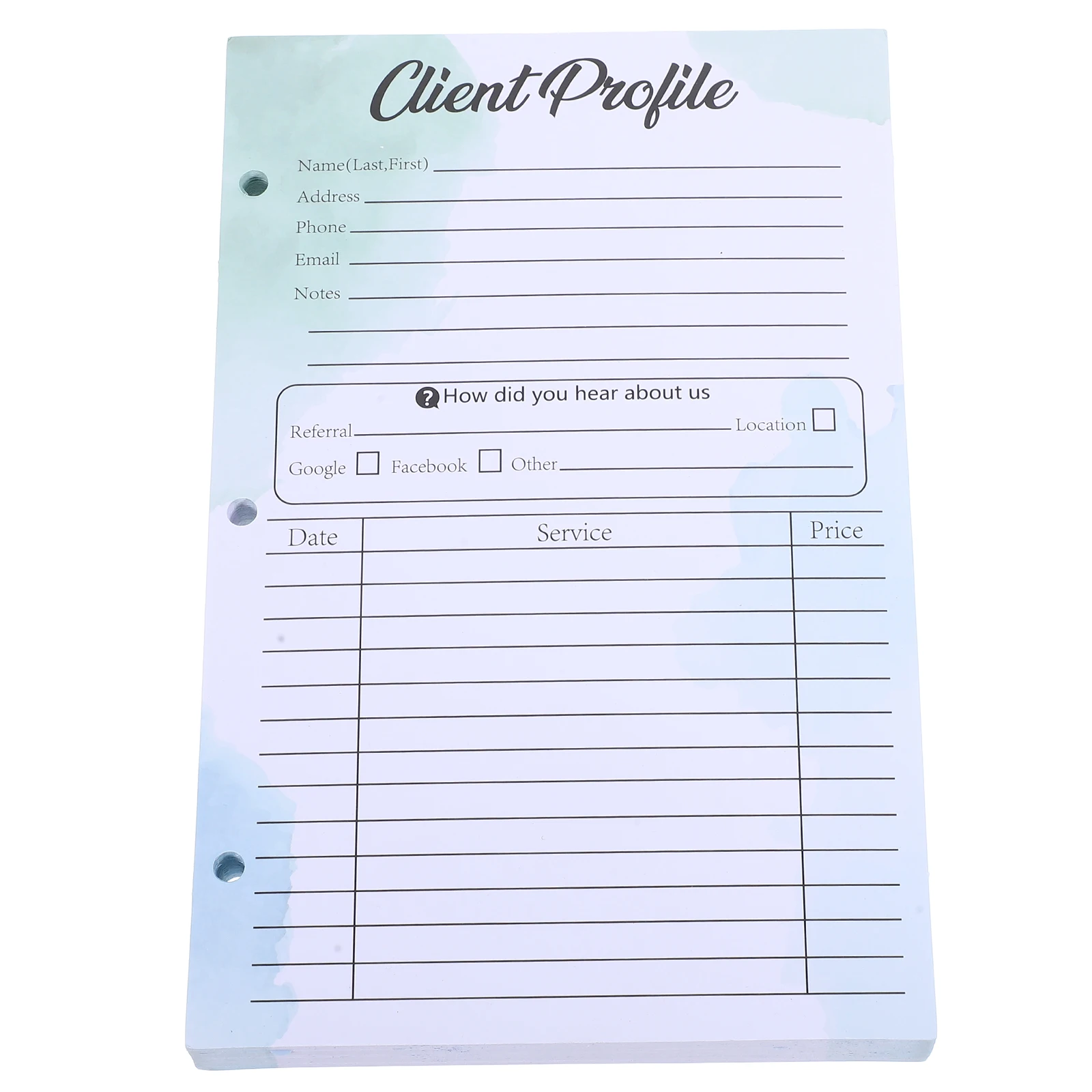 

50pcs Client Profile Cards Customer Record Document Hole Design Binder Compatible Information Instructions Reliable Paper Salon