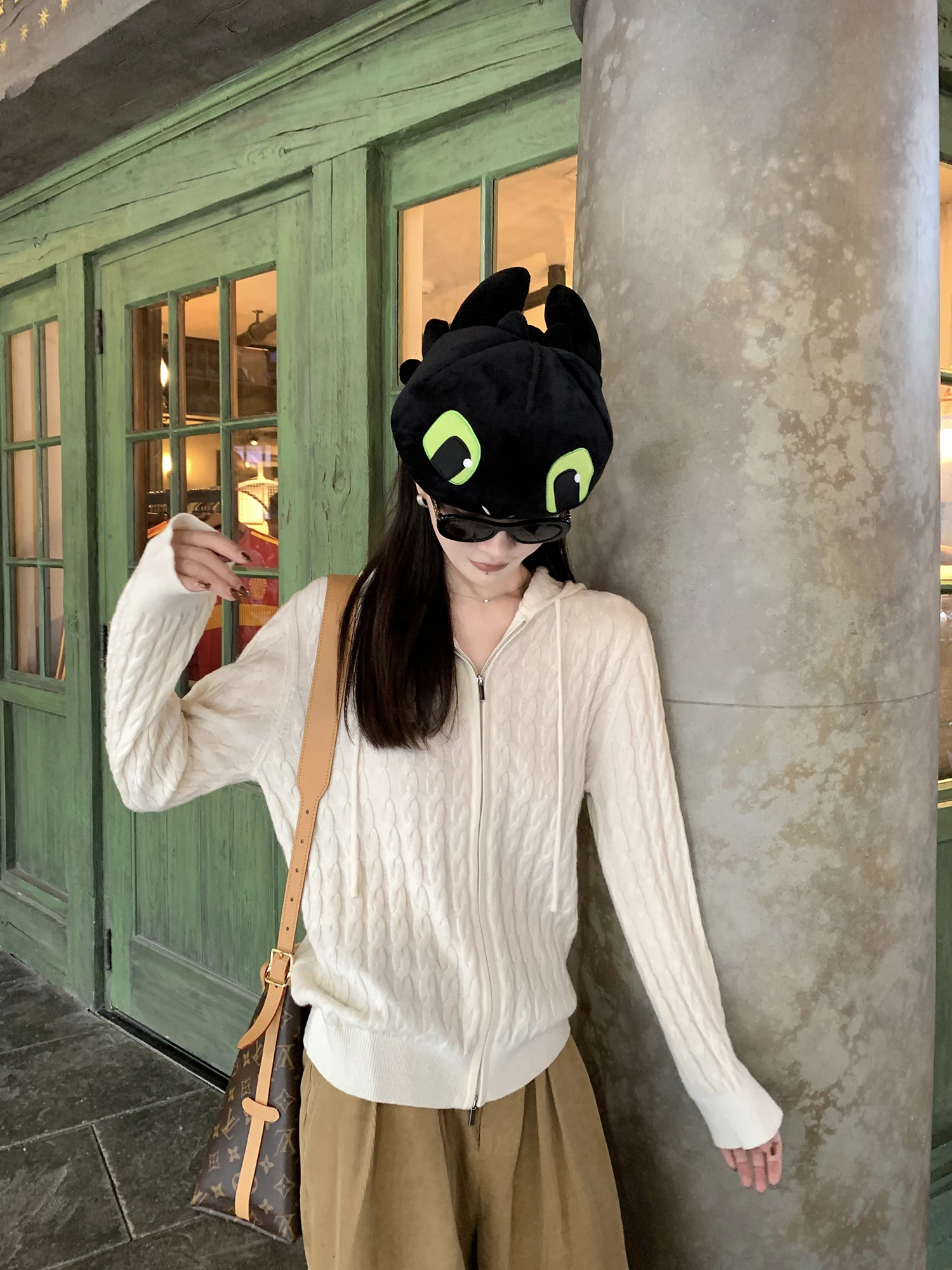 

Soft Cozy 00% Woolen Yarn Knitted Hat Sweater Zipper Cardigan Outerwear for Young Women Daily Wear Commute Sle Pure Color