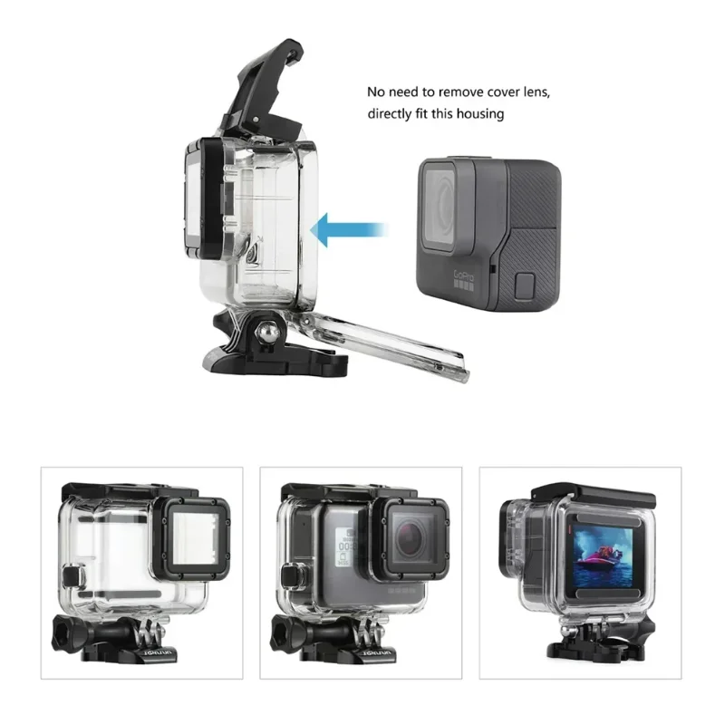 Funda protectora impermeable para buceo subacuático para Gopro Hero 7 6 5, soporte negro para cámara de acción, accesorio GoPro