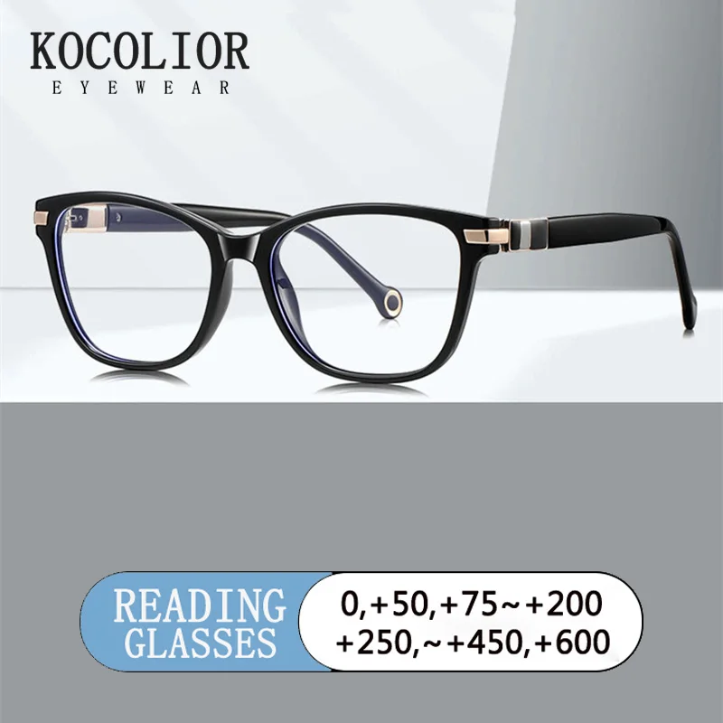 

Retro Casual Fashion Acetate Insert Cat Eye Frame Women Anti Blue Light Optical Prescription Computer Office Reading Glasses