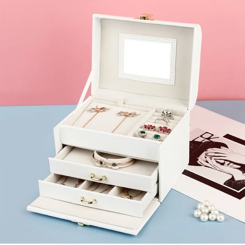 Wedding Jewelry Organizer Box Necklace Display Boxes Multilayer Earrings Storage Case Valentines Gifts Rings Exhibition Cases
