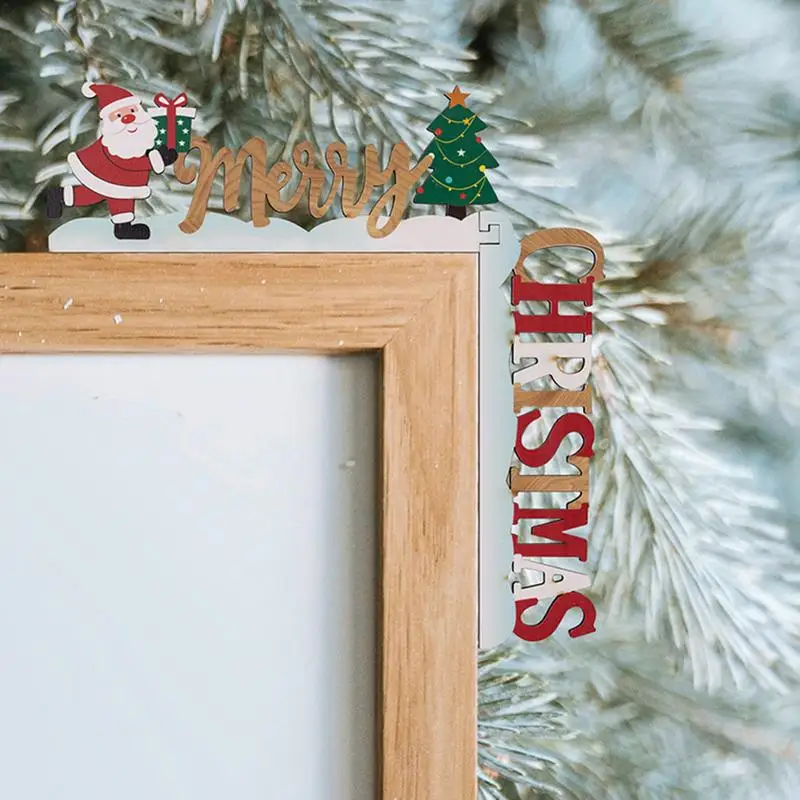 Christmas Door Corner Sign Wooden Santa Christmas Tree Door Sign Decor Merry Christmas Santa Christmas Tree Right Angle Door