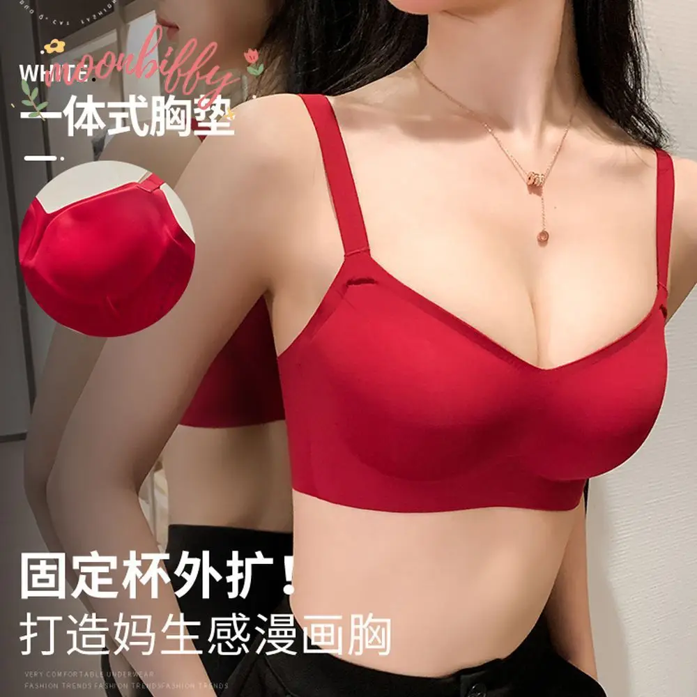 5cm Thickened Steamed Bun Fixed Cup Integrated External Expansion Underwear Women's Flat Chest Small Chest Gathered Big Bra