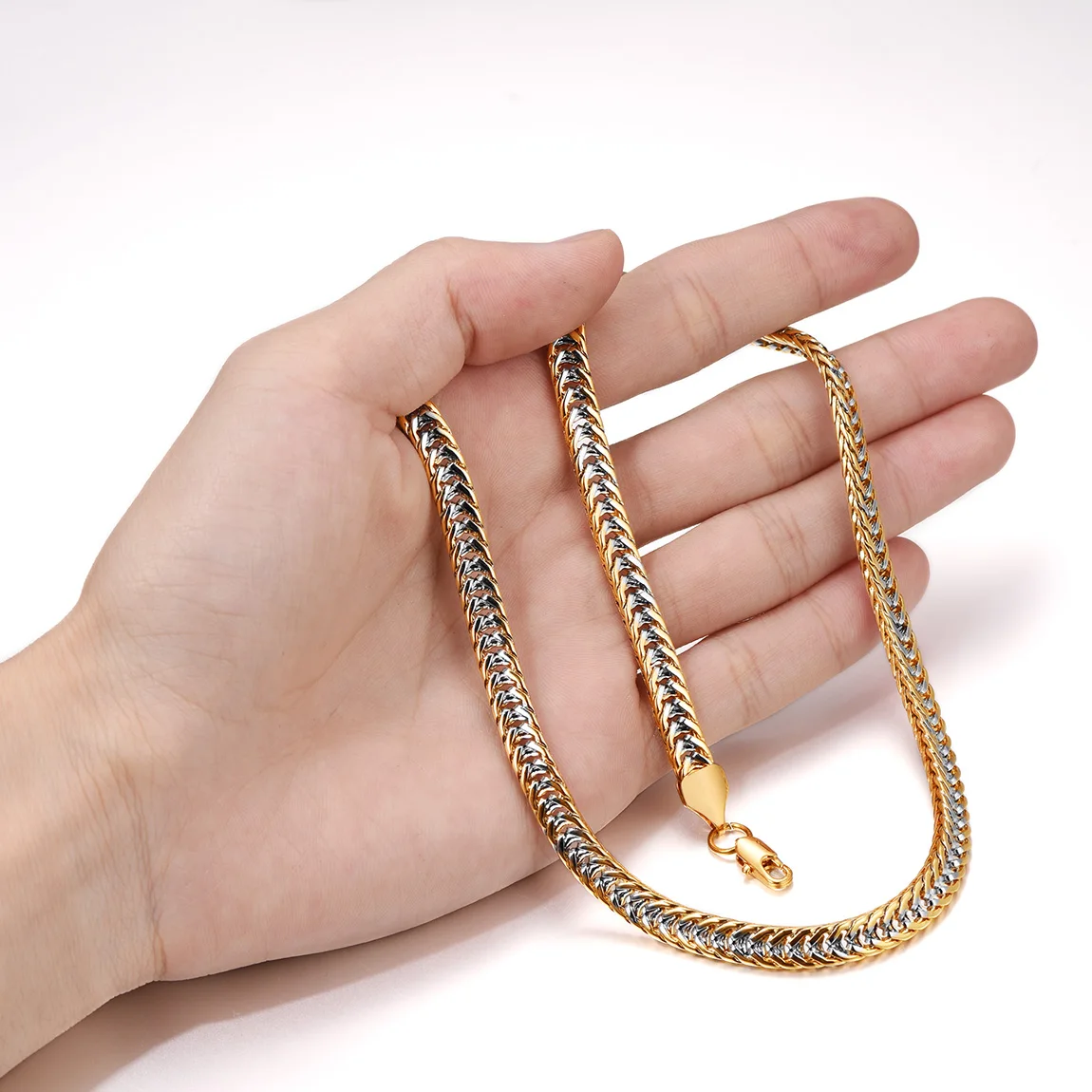 U7 6mm Double Metal Colors Chain Necklaces for Men 18/26/28inches Gold Color Vintage Style Rapper Hip Hop Jewelery Gift for Him