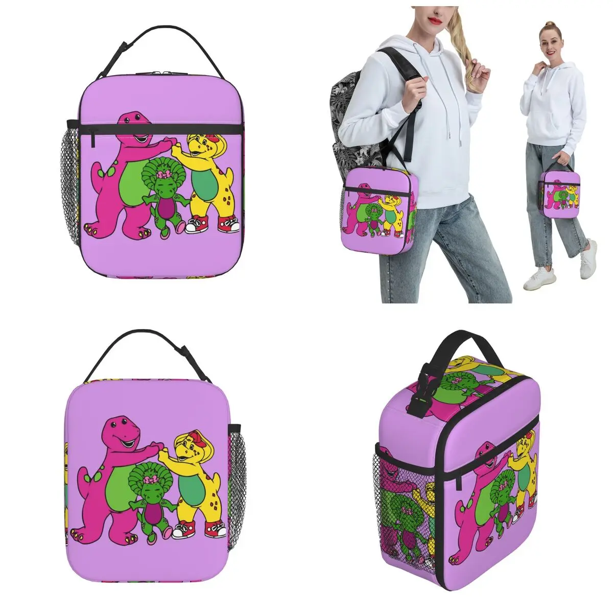 Barney And Friends Kids TV Insulated Lunch Bag Food Container Leakproof Cooler Thermal Lunch Boxes For Picnic