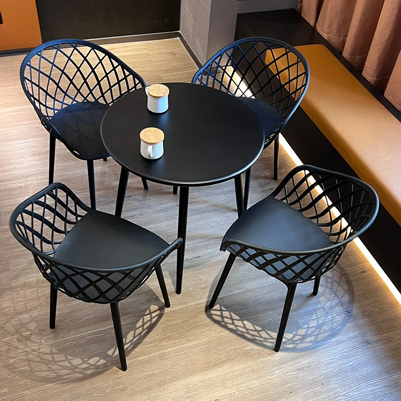 Balcony small round table and chair plastic combination lounge area reception negotiation table milk tea shop outdoor leisure