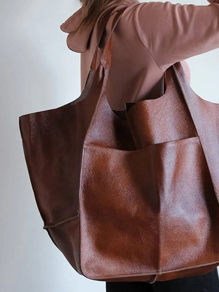 

Simple Large Soft Leather oulder Handbag Women's Tote Bag Faionable Casual Crossbody Bag for Daily Use Medium Size