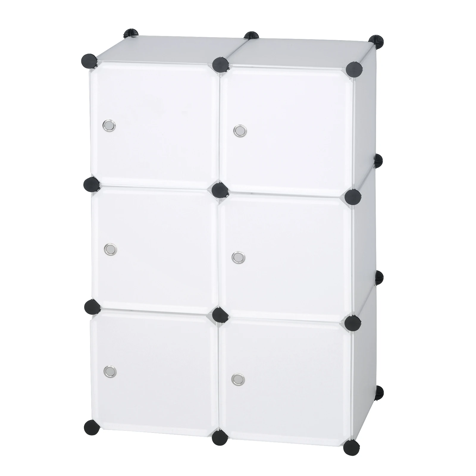 WOLTU DIY Kleiderschrank, Kunststoff-Aufbewahrungsregal, 6 Fächer, Bücherregal mit Tür, Aufbewahrungsbox, Organizer, Schrank für Schlafzimmer