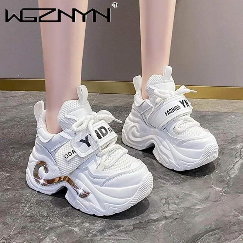 

High Platform Sneakers Women 2024 Thick Sole Sports Ladies Trainers Vulcanized Shoes Woman Chunky Sneakers Zapatillas Mujer 8CM