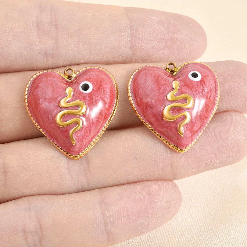 الأزياء 3 قطعة/الوحدة الملونة الفولاذ المقاوم للصدأ القلب Y2k الزركون زهرة الكرز اليعسوب الحشرات المينا المعلقات DIY بها بنفسك صنع المجوهرات