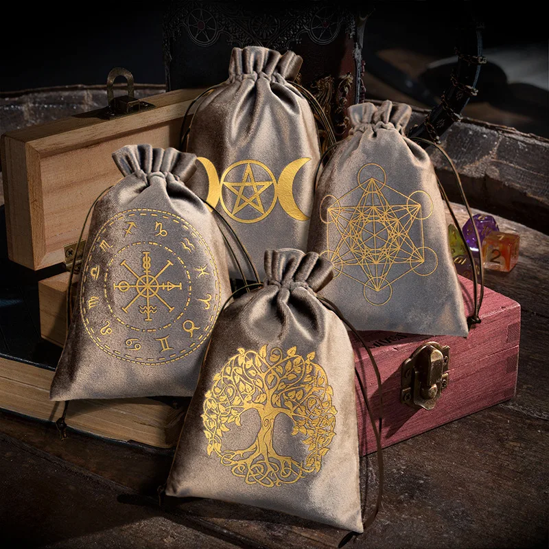 Witchy Velvet Tarot Bag Crystal Storage, Oracle Card Holder, Dice Bag for Wiccan Witchcraft Supplies