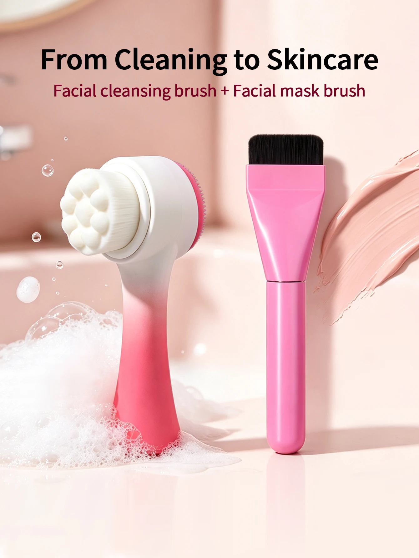 2Pcs Manual Cleansing & Mask Brush Set, Deep Cleansing Exfoliating Blackhead Remover, Soft Portable Home Skin Care Beauty Tools