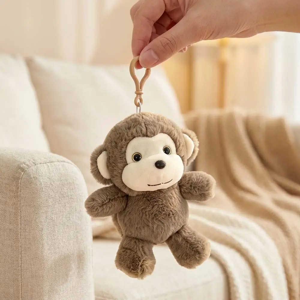 Stuffed Animal Plush Monkey Keychain Bag Charm Soft Doll Simulation Monkey Doll 18cm PP Cotton Monkey Stuffed Pendant