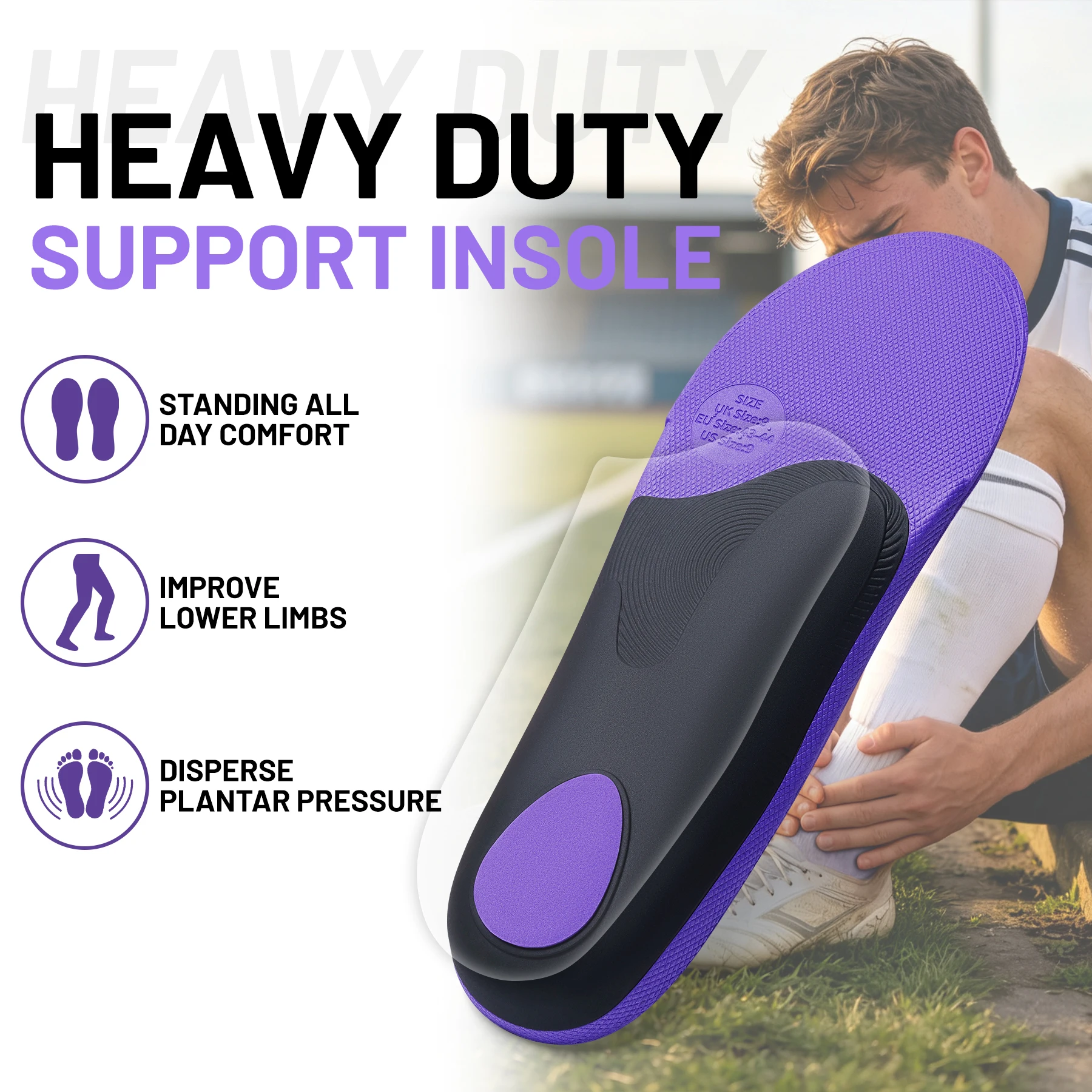 Orthopädische Einlegesohle für Plattfüße, Plantarfasziitis-Linderung, hohe Fußgewölbestütze, für Männer und Frauen, Arbeits-Orthesen-Einlage, Sport-Schuh-Einlegesohle für Sneaker. – Detail 14