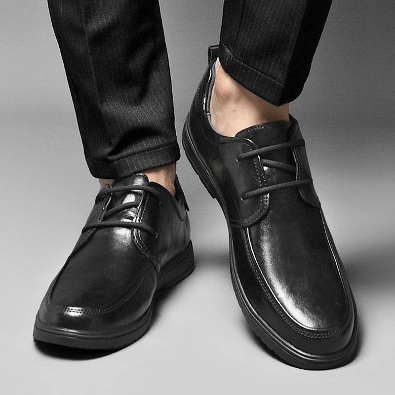 

2025 New Autumn and Winter Transportation Leather Men's Casual Shoes, Business Work Office Lace-up Men's Formal Shoes, Size 47