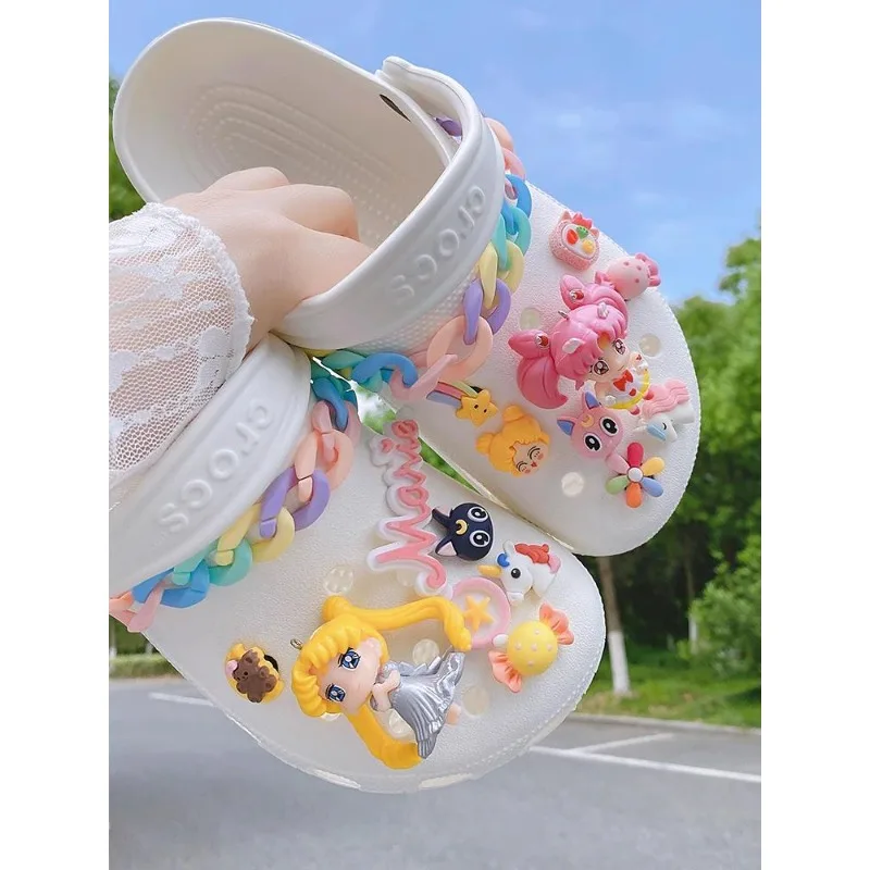 Sailor Moon Slipper Accessories Snap Button Kawaii ColorfulPvc Chain Collocation Cartoon Parts Applicable ToCircular HoleSlipper