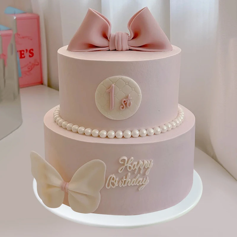 Simulation cake model new double-layer princess fondant bow custom plastic fake cake sample