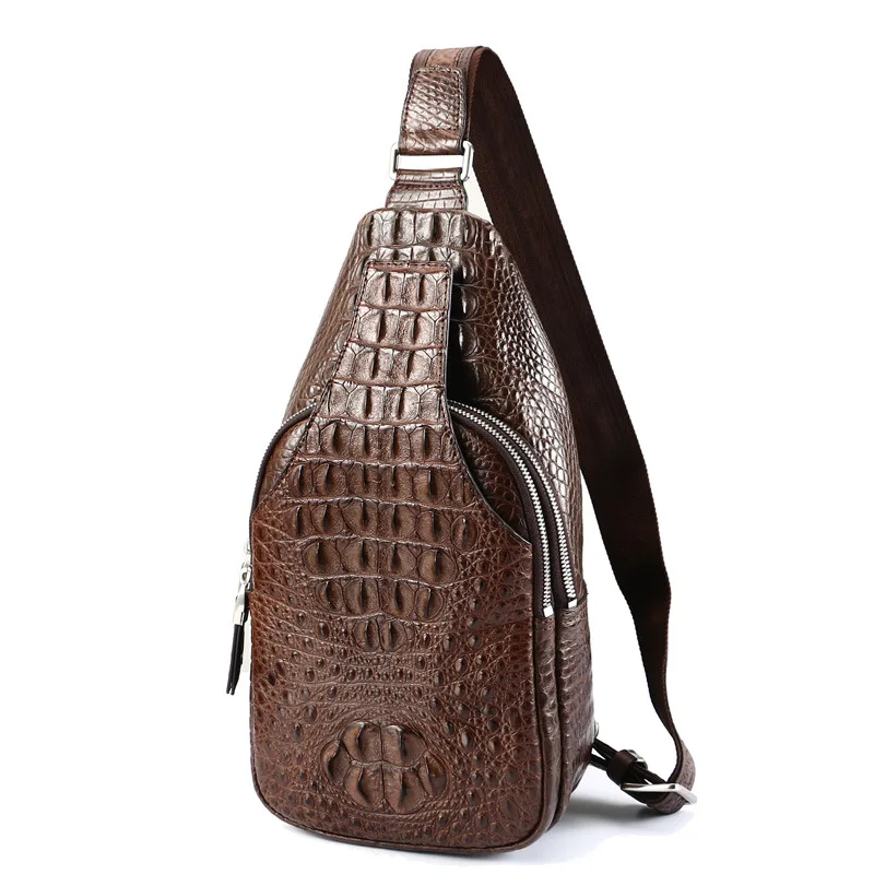 Imagem -06 - Designer de Couro Crocodilo Bolsa Peito dos Homens Negócios Couro Genuíno Bolsa do Mensageiro Alto Grau Grande Capacidade Homem 45 2023 Novo