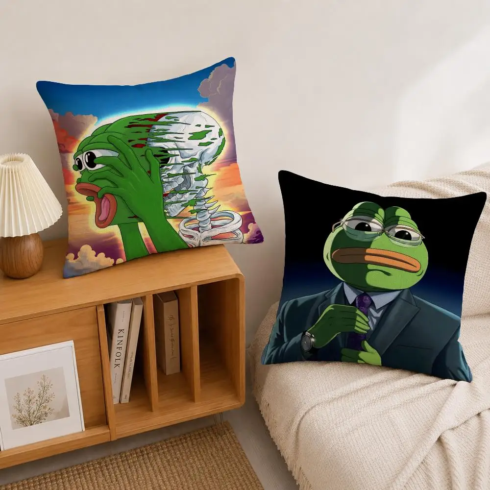 Meme Pepe the Frog Cushion Cover Natural Linen Pillowcase Set, All-in-One Decor for Sofa, Bedroom & Chair