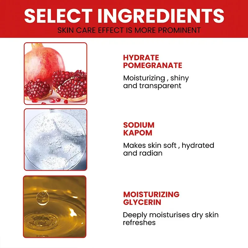 pomegranate fresh and brightening essence, mild and non irritating, moisturizing, nourishing, soft and delicate