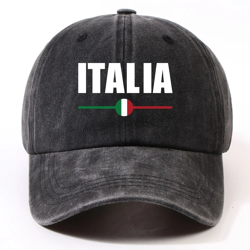 1 Adjustable, Lightweight, Baseball Cap with "ITALIA" Embroidery Black, Olive Green, Pink, Gray, Red, Navy Blue Perfect for
