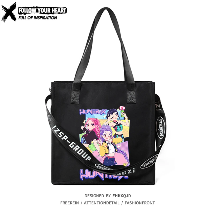 

KPop Demon Hunters Periphery Casual Fashion Canvas Square Shoulder Bag Student Crossbody Bag Printed Handbag Shopping Bags