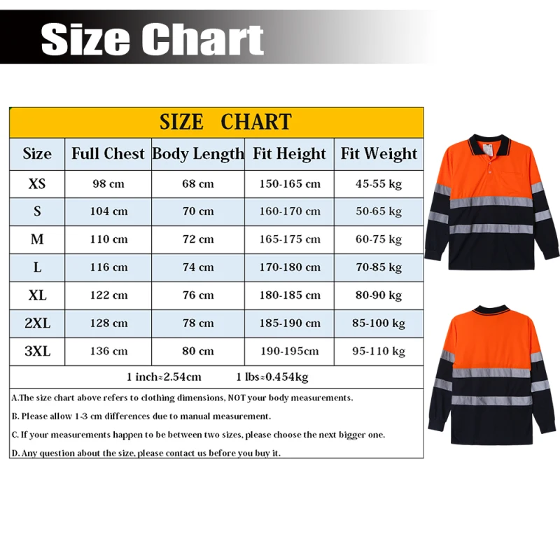 Two Tone Long Sleeve Safety Polo Shirt Orange High Visibility Reflective Shirt With Pockets Hi vis work shirt