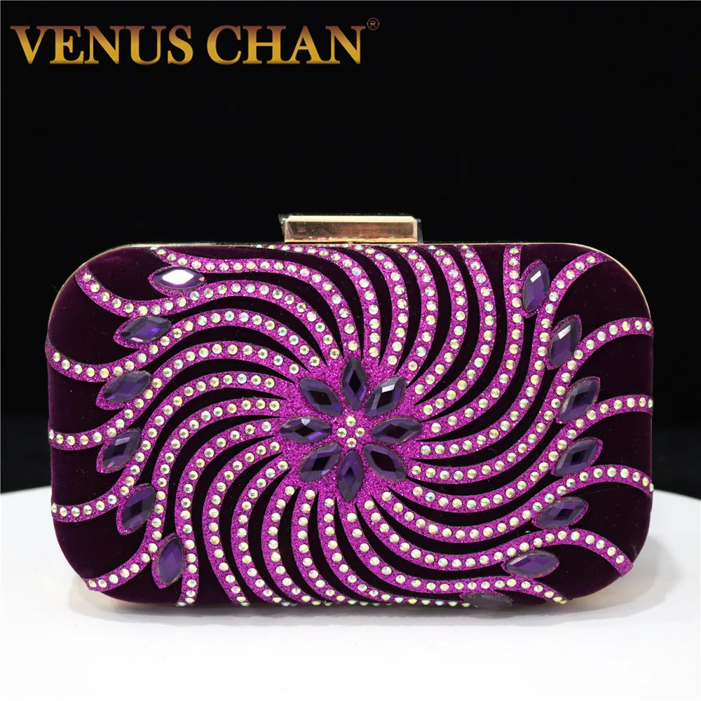 Sparkling Rhinestone Applique Women's Diamond Clutch Evening Bag Pure Colour Sequins Crystal Purse Metal Chain Shoulder Bag