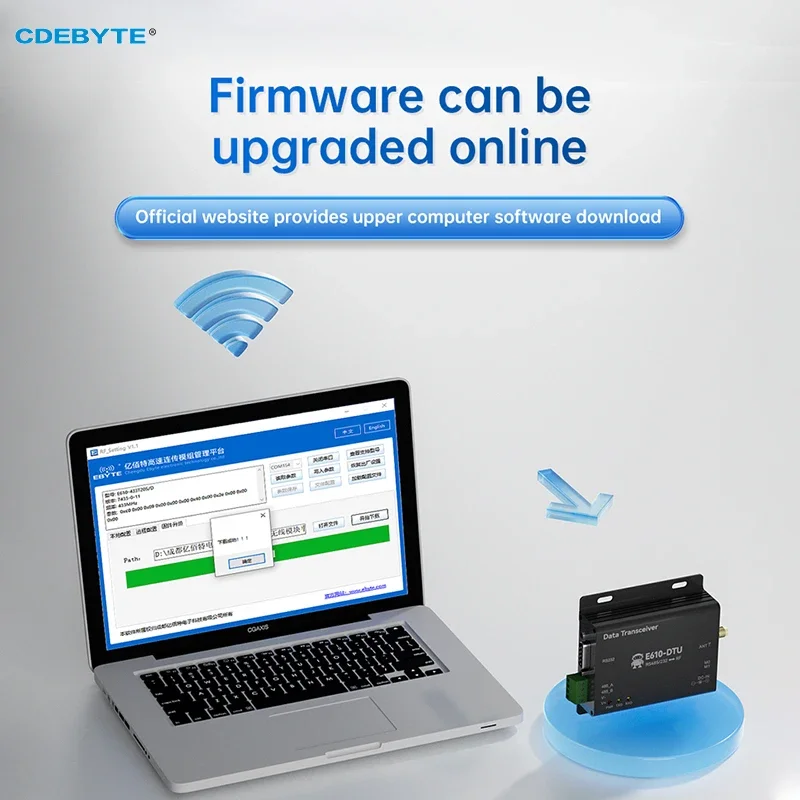 Imagem -06 - Cdebyte-rádio Digital sem Fio Transmissão Contínua de Alta Velocidade Rs232 Rs485 Rs232 Rs485 E610-dtu 30dbm 10km Ilimitado