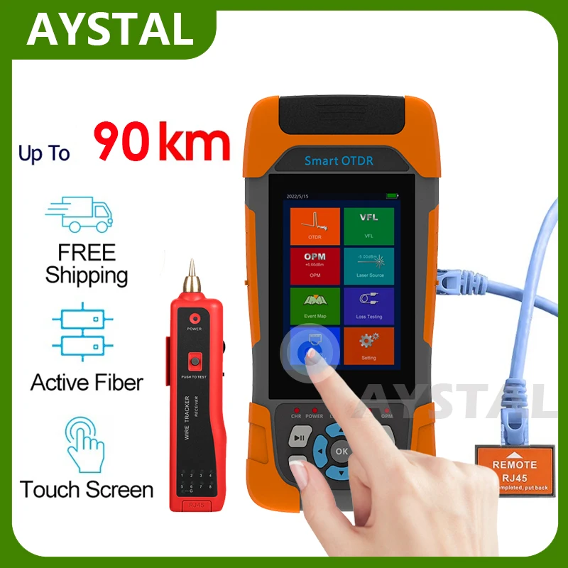 

Smart OTDR, Touch Screen Event Map, OPM VFL Laser Source, RJ45 Cable, Fiber Tester, 1310/1550nm, 24dB/22dB