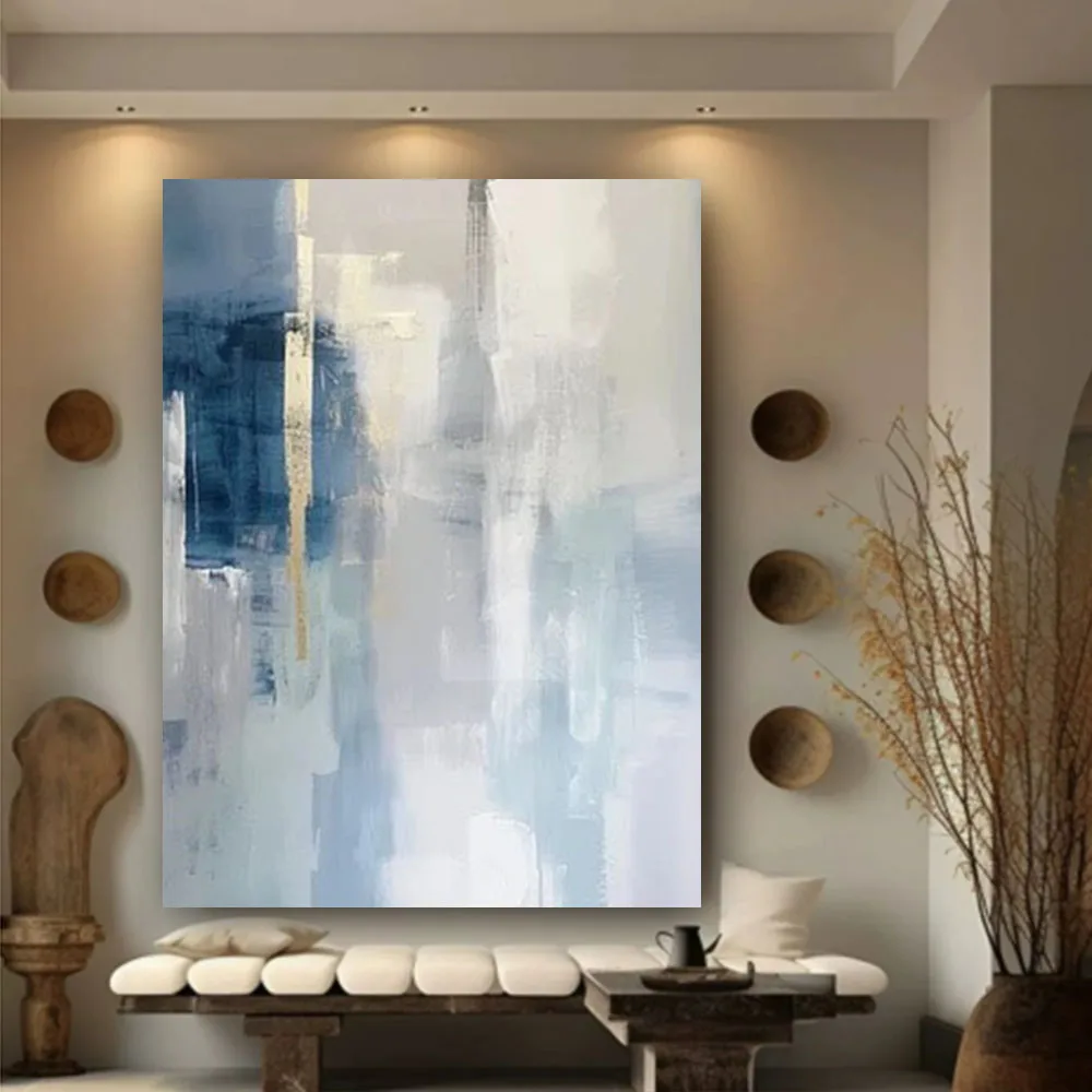 100% Handmade Abstract Modern Oil Painting Large Vertical Hand-Painted Gold Red Gray Canvas Oil Paintings Home Decor Paint Art