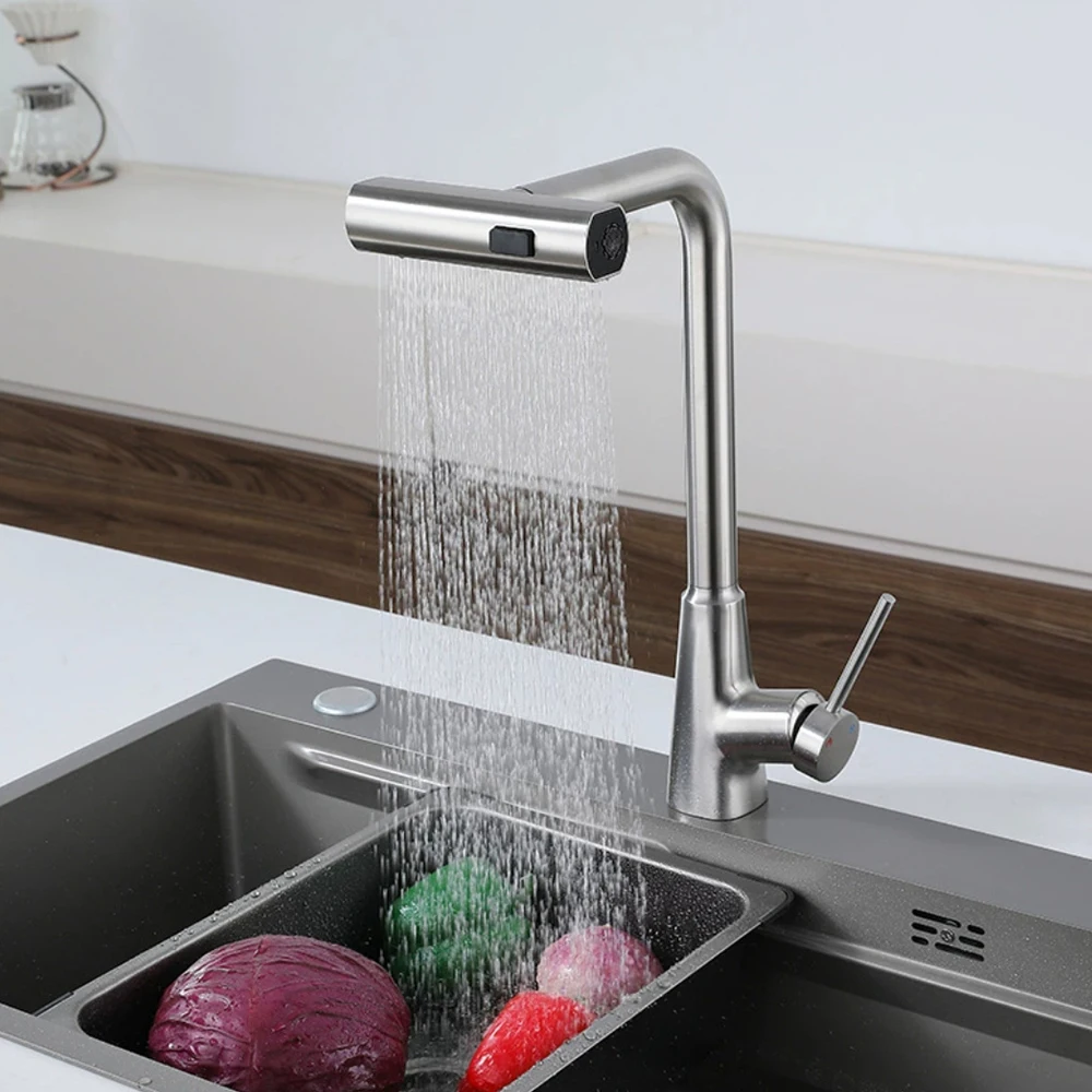 Gun Grey ,White Color ,Brushed Grey 304 Stainless Steel Kitchen Mixer Faucet 60 Cm Hose Pull Down Three Model Water Out