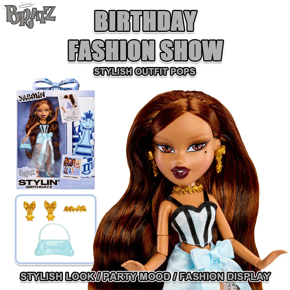 Original Bratz Stylin Birthdayz Classic Character Fashion Doll Style Design Packing Include collaborative XL T-shirt Girl Toys