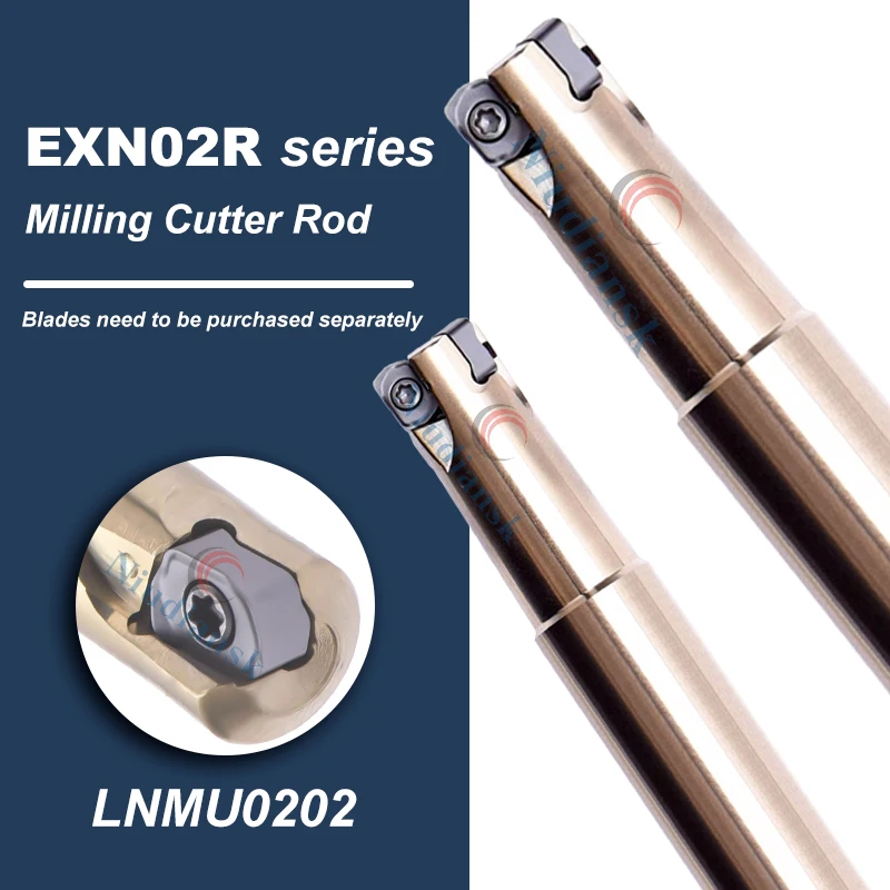 EXN02R Фрезерный стержень небольшого диаметра с быстрой подачей EXN02R 08M10-100-01 Держатель фрезы LNMU0202 Двусторонние твердосплавные фрезерные вставки