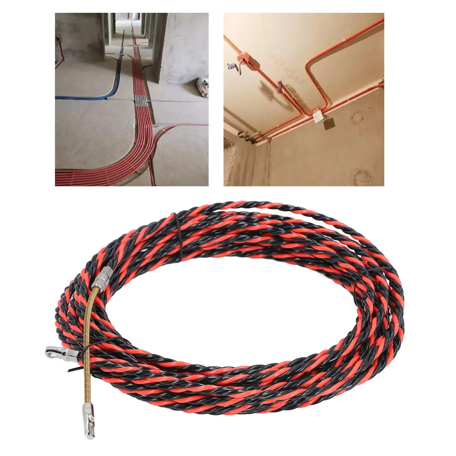 Electrical Wire Threader Flat Head Electrician Wire Threading Device Manual Cable Guide Puller with Gloves Cable Ties